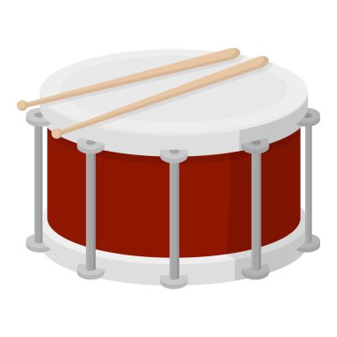 Davul simgesi beyaz arka plan üzerinde izole karikatür tarzı. Müzik aletleri hisse senedi vektör çizim sembolü