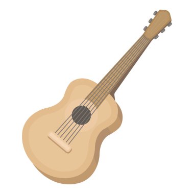 Beyaz arka plan üzerinde izole karikatür tarzı akustik gitar simgesini. Müzik aletleri hisse senedi vektör çizim sembolü