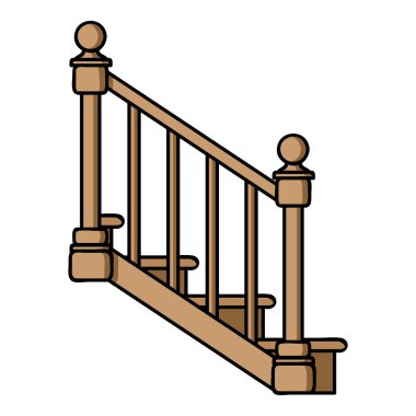 Merdiven simgesi beyaz arka plan üzerinde izole karikatür tarzı. Kereste ve ahşap sembol stok vektör çizim.
