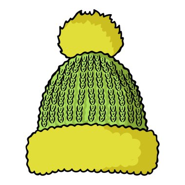 Beyaz arka plan üzerinde izole karikatür tarzında örgü kap simgesi. Kayak merkezi sembolü stok vektör illüstrasyon.