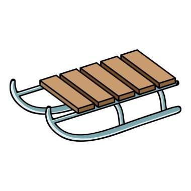 Beyaz arka planda izole karikatür tarzında kızak simgesi. Kayak merkezi sembolü stok vektör illüstrasyon.