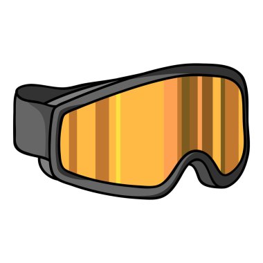 Kayak simgesi beyaz arka plan üzerinde izole karikatür tarzı koruyucu gözlük. Ski resort sembol stok vektör çizim.