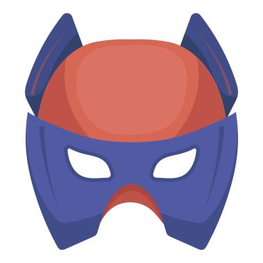 Beyaz arka planda izole karikatür tarzında tam kafa maskesi simgesi. Süper kahraman maske sembolü stok vektör illüstrasyon.