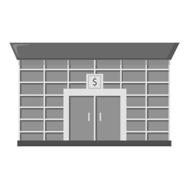 Banka simgesi tek renkli. Büyük şehir altyapısından tek bina simgesi tek renkli.