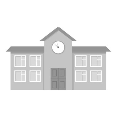 Okul simgesi tek renkli. Büyük şehir altyapısından tek bina simgesi tek renkli.