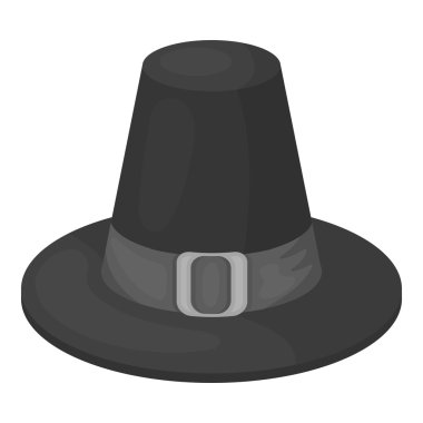 Beyaz arka plan üzerinde izole monokrom tarzı pilgrim şapka simgesi. Kanada Şükran Günü sembolü stok vektör illüstrasyon.