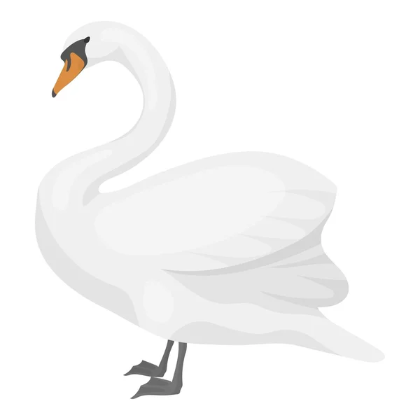 Ícone de cisne em estilo cartoon isolado no fundo branco. Ilustração vetorial de estoque de símbolo de pássaro . — Vetor de Stock