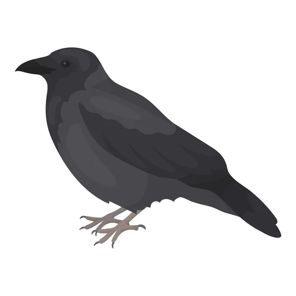 Ícone de corvo em estilo cartoon isolado no fundo branco. Ilustração vetorial de estoque de símbolo de pássaro . —  Vetores de Stock