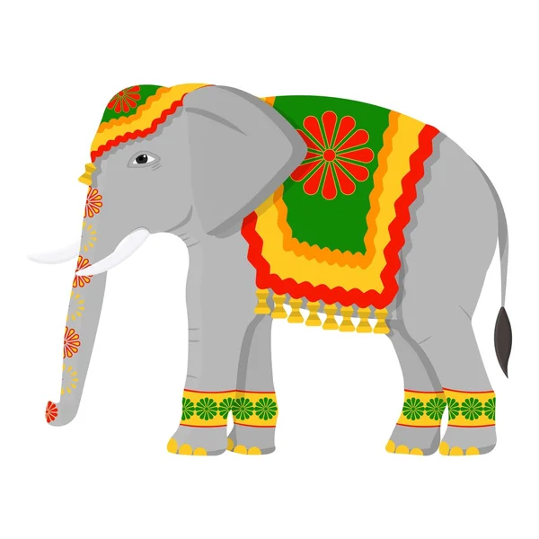 Karikatür tarzında Hint fil simgesi beyaz arka plan üzerinde izole. Hindistan sembolü stok vektör illüstrasyon. — Stok Vektör