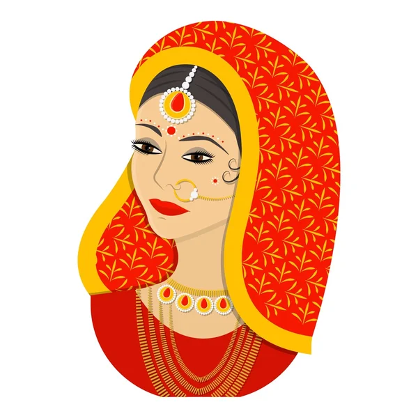 Indische Frau Ikone im Cartoon-Stil isoliert auf weißem Hintergrund. indien symbol stock vektor illustration. — Stockvektor