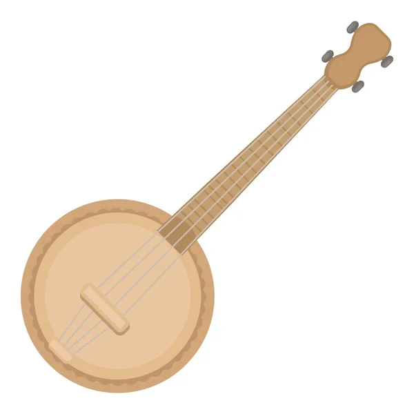 Icona Banjo in stile cartone animato isolato su sfondo bianco. Strumento musicale simbolo stock vector illustrazione — Vettoriale Stock