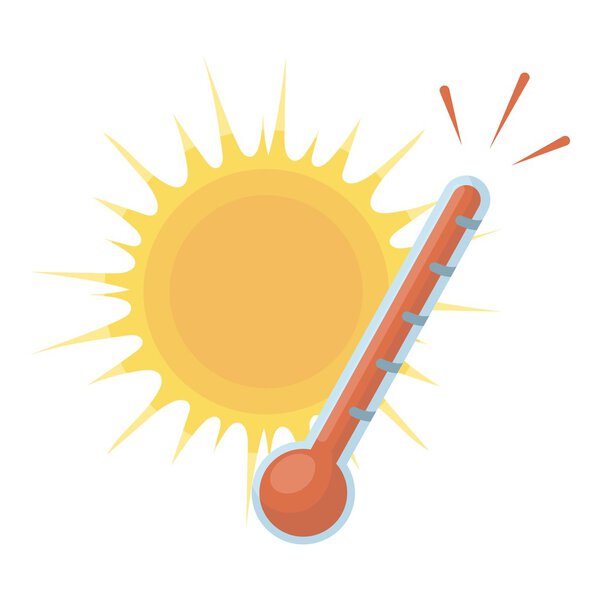 Иконка тепла в карикатурном стиле выделена на белом фоне. Векторная иллюстрация символов погоды
.