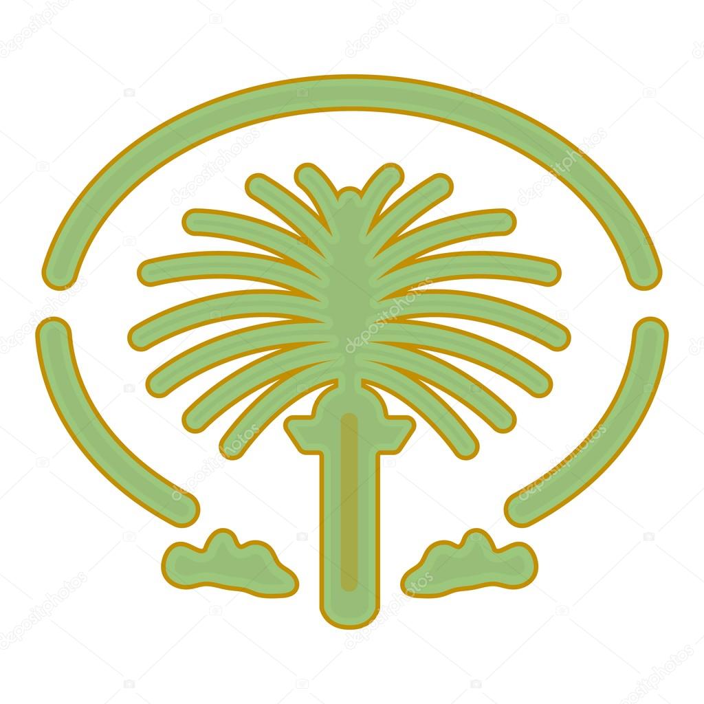 The Palm Jumeirah icon in cartoon style isolated on white background. Arab Emirates symbol vector illustration.
