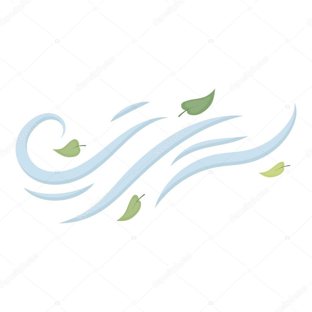 Windy weather icon in cartoon style isolated on white background. Weather symbol vector illustration.