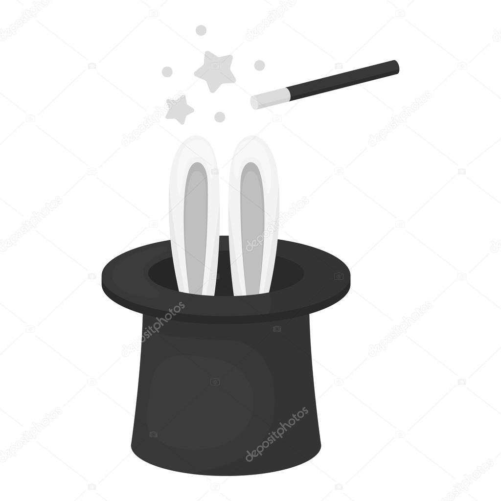Magical hat icon in monochrome style isolated on white background. Circus symbol vector illustration.