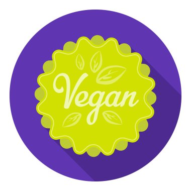 Beyaz arka planda yalıtılmış düz tarzda Vegan simgesi. Etiket sembolü stok vektör illüstrasyon.