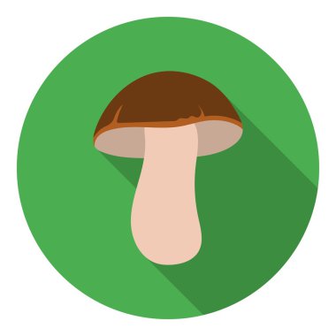 Düz tarzda Porcini simgesi beyaz arka plan üzerinde izole. Mantar sembolü stok vektör illüstrasyon.