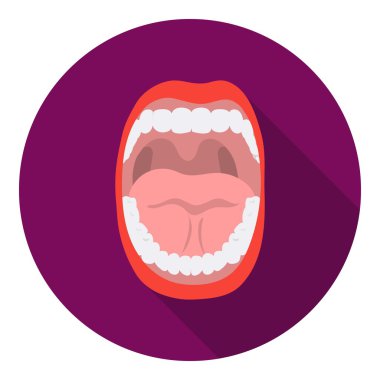 Düz stil beyaz arka plan üzerinde izole ağız simgesini. Organları sembol stok vektör çizim.