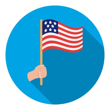 Amerikan bayrağı simgesi beyaz arka plan üzerinde izole düz stilde. Vatansever gün sembol stok vektör çizim.