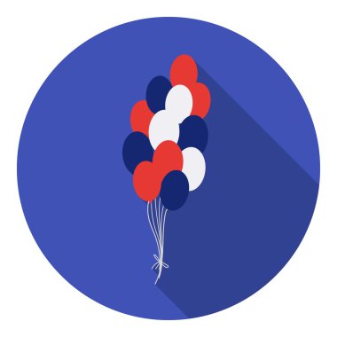 Düz stil beyaz arka plan üzerinde izole vatansever balonlar simgesini. Vatansever gün sembol stok vektör çizim.