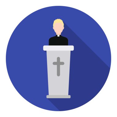 Düz tarzda Priest simgesi beyaz arka plan üzerinde izole. Din sembolü stok vektör illüstrasyon.