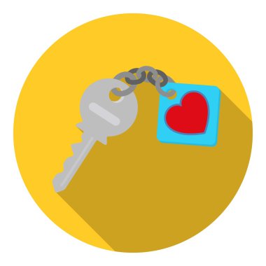 Anahtar simgesi beyaz arka plan üzerinde izole düz stilde. Romantik sembol stok vektör çizim.