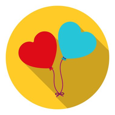 Beyaz arka plan üzerinde izole düz tarzda Baloons simgesi. Romantik sembol stok vektör illüstrasyon.