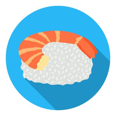 Beyaz arka plan üzerinde izole düz tarzda Ebi Nigiri simgesi. Suşi sembolü stok vektör illüstrasyon.