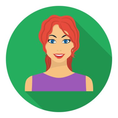 Readhead düz stil beyaz arka plan üzerinde izole kadın simgesini. Kadın sembol stok vektör çizim.