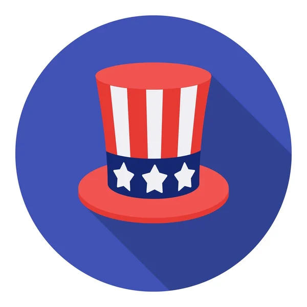Farbror Sams hatt ikon i platt stil isolerad på vit bakgrund. Patriot Day symbol Lager vektor illustration. — Stock vektor
