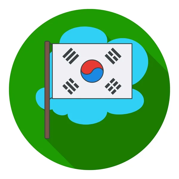 Düz stil beyaz arka plan üzerinde izole simgesinde Güney Kore bayrağı. Güney Kore sembol stok vektör çizim. — Stok Vektör