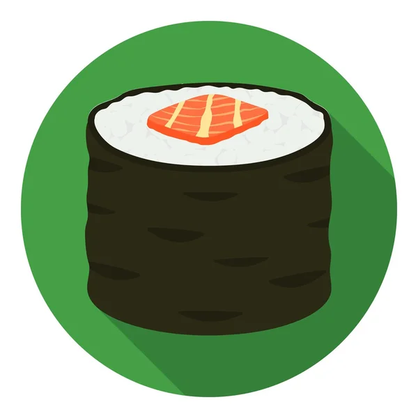 Ikona norimaki v plochém stylu izolovaná na bílém pozadí. Obrázek sushi symbol burzovní vektorový. — Stockový vektor