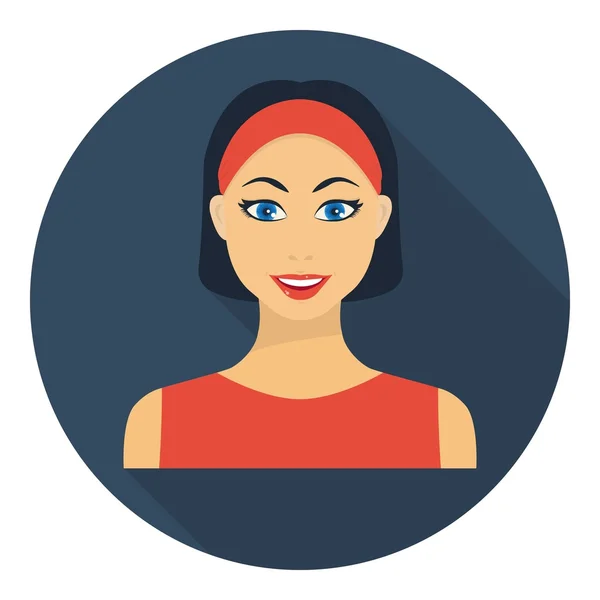 Černé vlasy žena ikona v plochý izolovaných na bílém pozadí. Žena symbol akcií vektorové ilustrace. — Stockový vektor