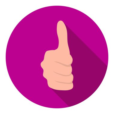 Beyaz arka planda yalıtılmış düz stilde başparmak yukarı simgesi. El hareketleri sembolü stok vektör illüstrasyon.