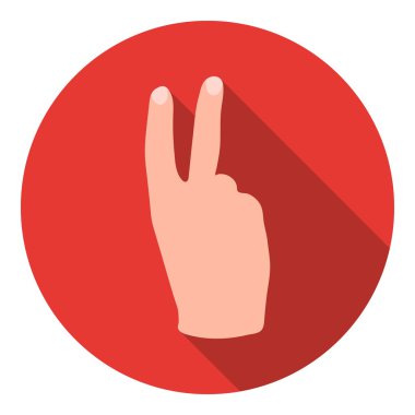 Beyaz arka planda yalıtılmış düz stilde zafer işareti simgesi. El hareketleri sembolü stok vektör illüstrasyon.