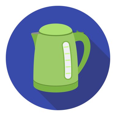 Beyaz arka plan üzerinde izole düz tarzda Elektrik su ısıtıcısı simgesi. Ev aletleri sembolü stok vektör illüstrasyon.