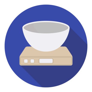 Düz tarzda mutfak ölçeği simgesi beyaz arka plan üzerinde izole. Ev aletleri sembolü stok vektör illüstrasyon.