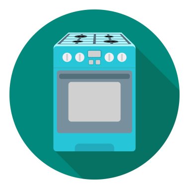 Düz tarzda mutfak soba simgesi beyaz arka plan üzerinde izole. Ev aletleri sembolü stok vektör illüstrasyon.