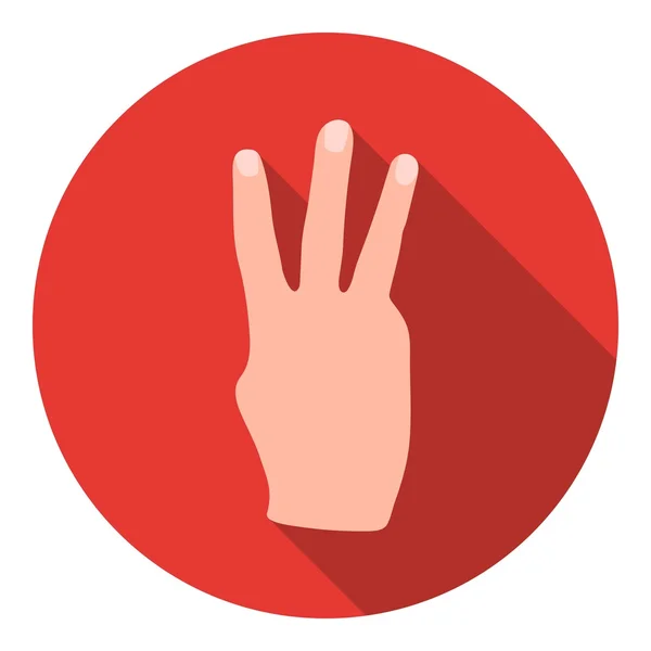 Icona a tre dita in stile piatto isolata su sfondo bianco. Gesti della mano simbolo stock vettoriale illustrazione . — Vettoriale Stock