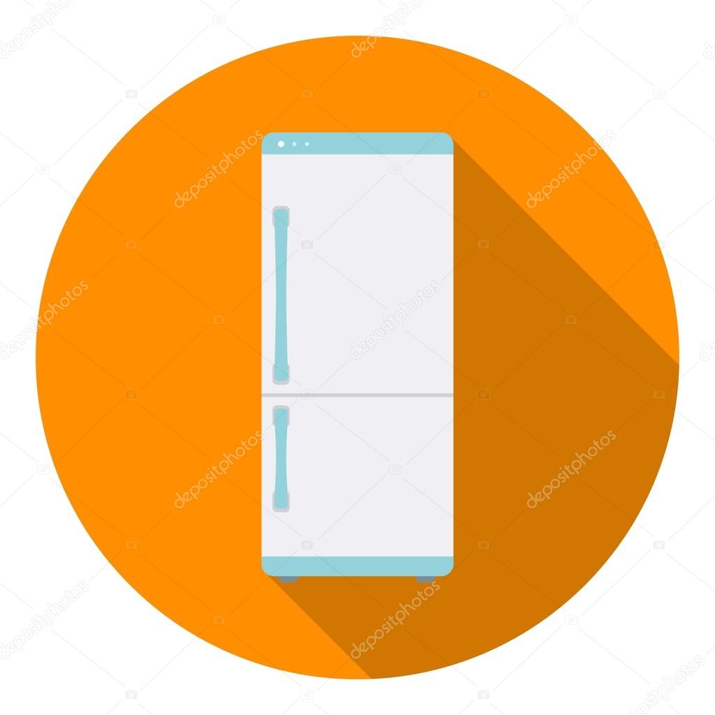 Refrigerator icon in flat style isolated on white background. Household appliance symbol vector illustration.
