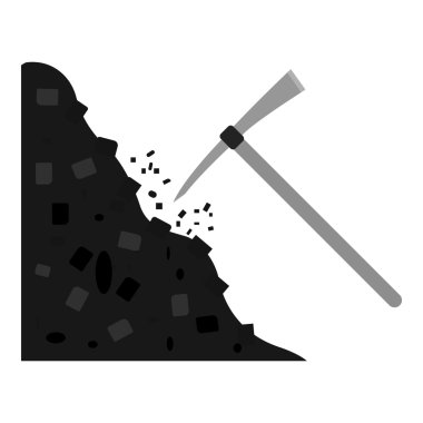 Tek renkli stil beyaz arka plan üzerinde izole kazma simgesini. Benim hisse senedi vektör çizim sembolü.