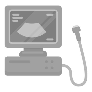 Beyaz arka planda izole monokrom tarzında ultrason tanı simgesi. Gebelik sembolü stok vektör illüstrasyon.