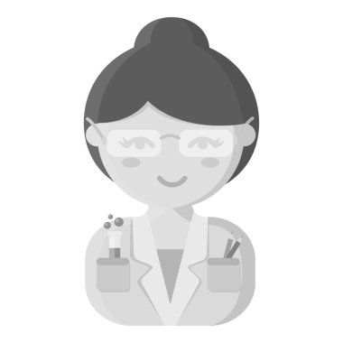 Bilim adamı tek renkli simge. Gösterim amacıyla web ve mobil tasarım.