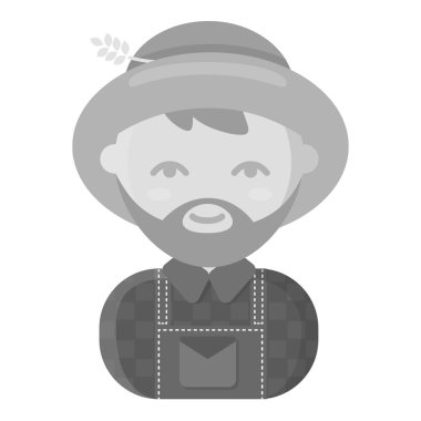 Çiftçi tek renkli simge. Gösterim amacıyla web ve mobil tasarım.