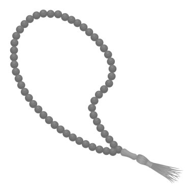 Tek renkli stil beyaz arka plan üzerinde izole İslam tespih simgesini. Din sembol stok vektör çizim.