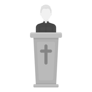 Rahip simgesi beyaz arka plan üzerinde izole tek renkli tarzı. Din sembol stok vektör çizim.