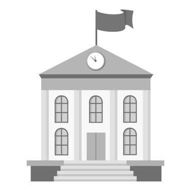 Okul simge tek renkli. Büyük okul, üniversite tek renk simgesinden tek eğitim.