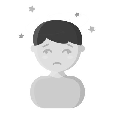 Baş dönmesi simge tek renkli. Hasta simgesinden tek büyük hasta, hastalık tek renkli.