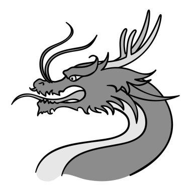 Tek renkli stil beyaz arka plan üzerinde izole Dragon simgesini. Güney Kore sembol stok vektör çizim.