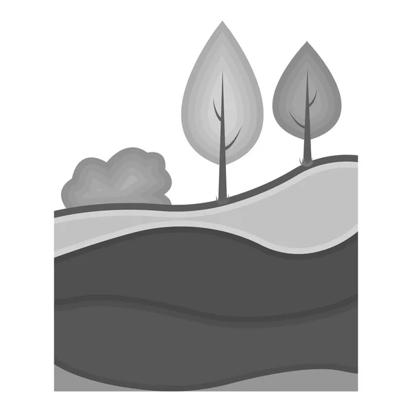 Capas del icono de la tierra en estilo monocromo aisladas sobre fondo blanco. Mina símbolo stock vector ilustración . — Vector de stock
